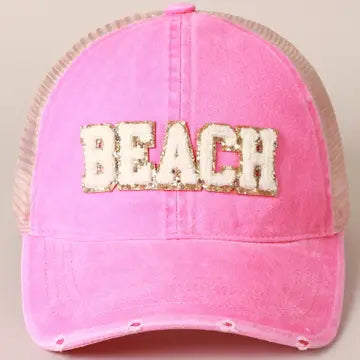 BEACH Chenille Letter Baseball Cap