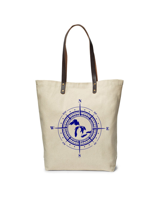 Compass Leather Strap Tote