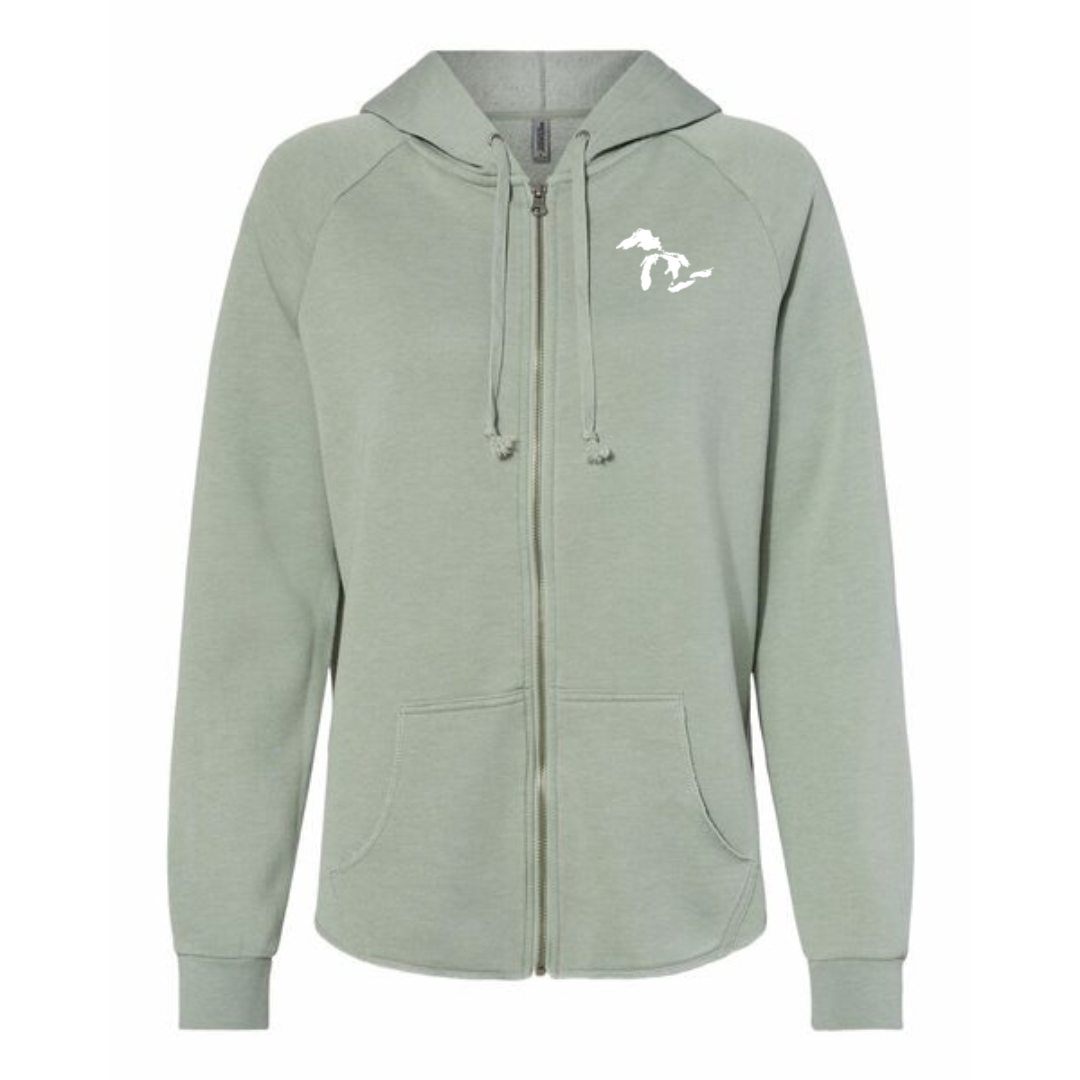 Ladies Wave Wash Zip Up Jacket - Compass
