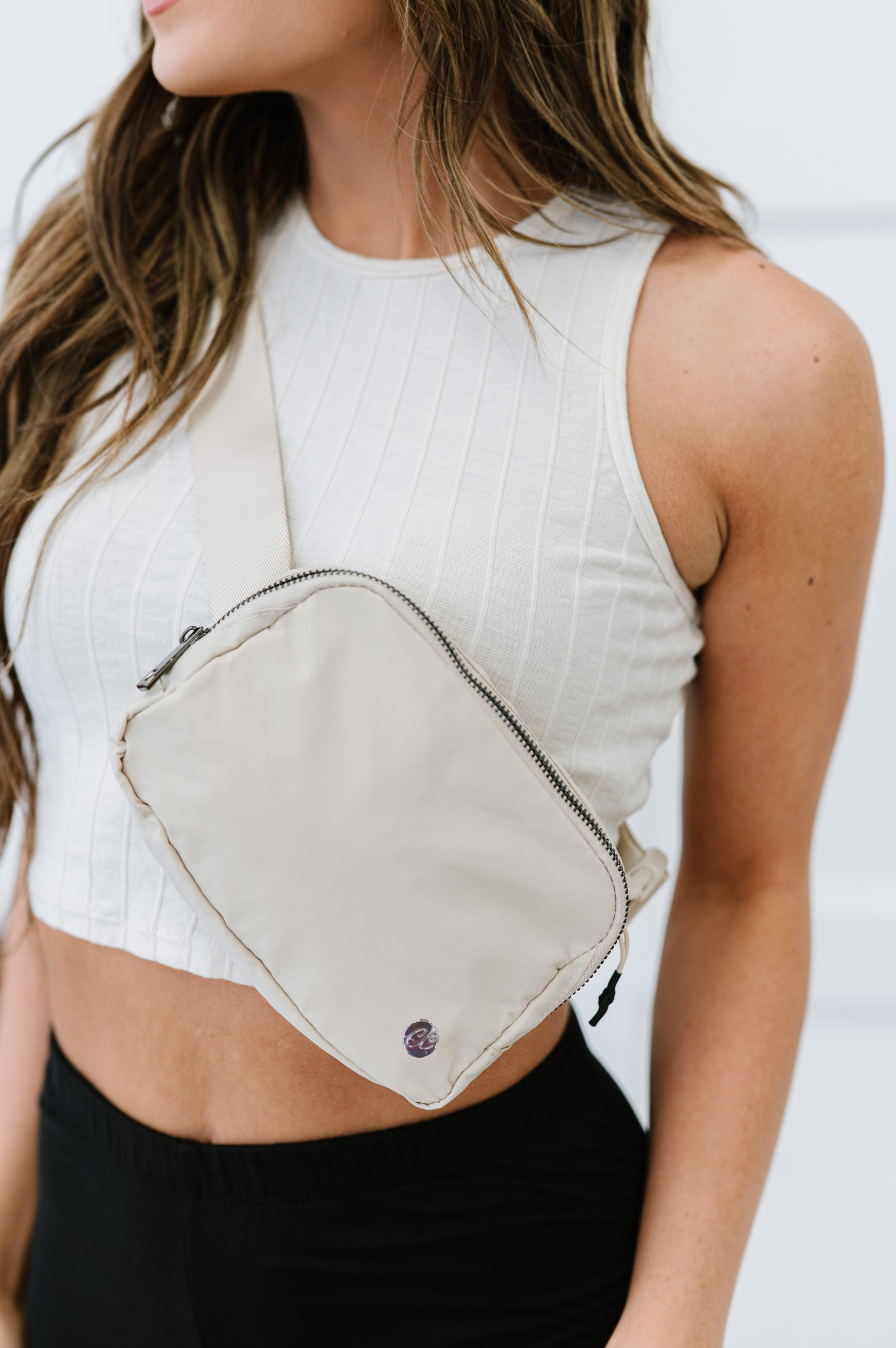 Beige Shoulder Sling Belt Bag
