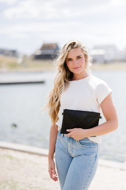 Samantha Studded Crossbody - Black