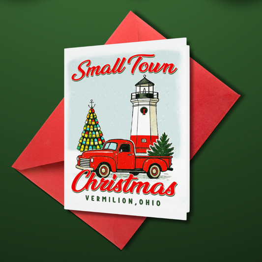Small Town Vermilion Christmas Card - BLANK INSIDE