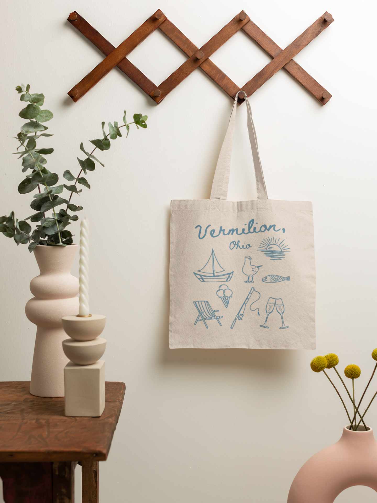 Vermilion Coastal Doodle Tote Bag