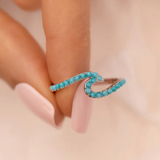 WAVE TEAL ENCRUSTED RING