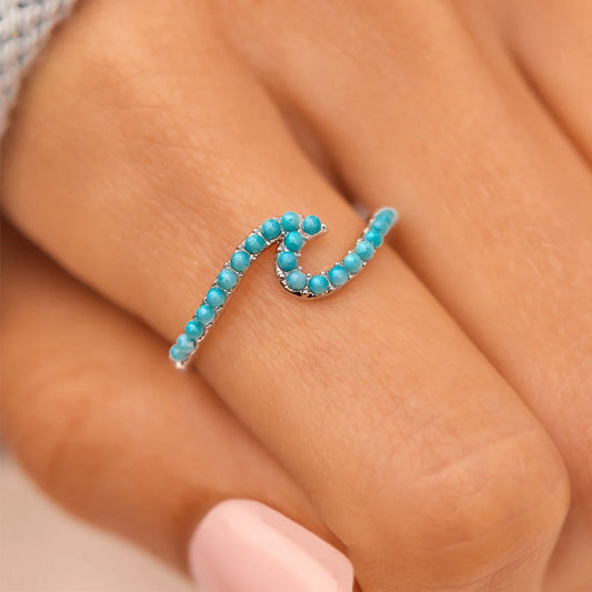 WAVE TEAL ENCRUSTED RING