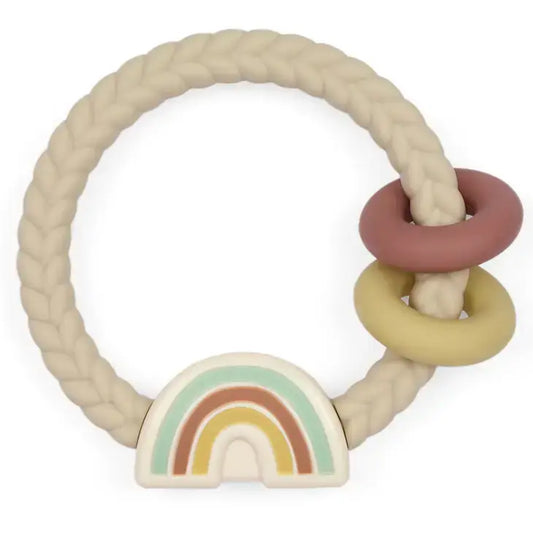 Neutral Rainbow Silicone Teether Rattles