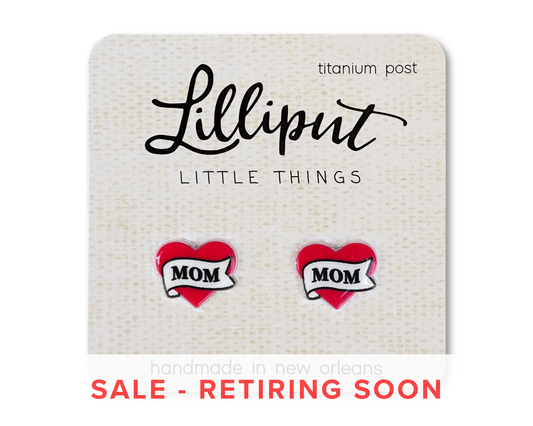 Mom Tattoo Heart Earrings