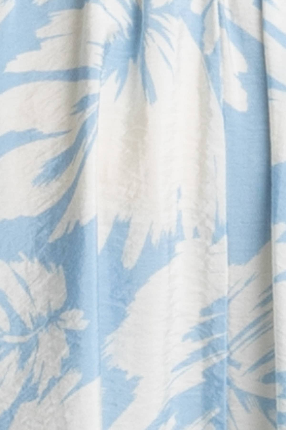 Light Blue Floral Waist Smocked Round Bottom Midi Skirt