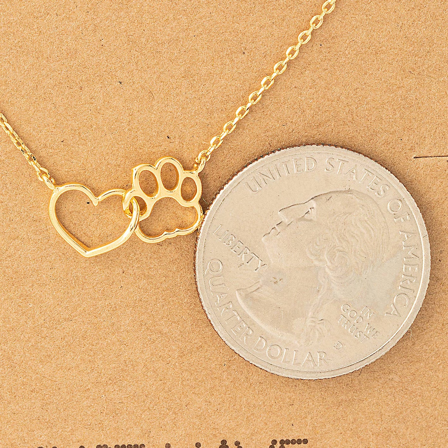 Dog Paw Heart Cutout Pendant Necklace