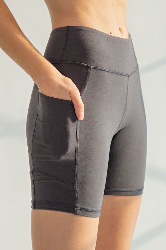6" Biker Shorts w/ pockets - Charcoal