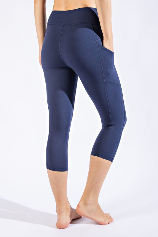 Navy - Capri leggings with Pockets