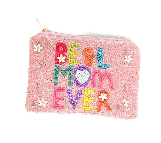 Best Mom Ever Beaded Coin Purse