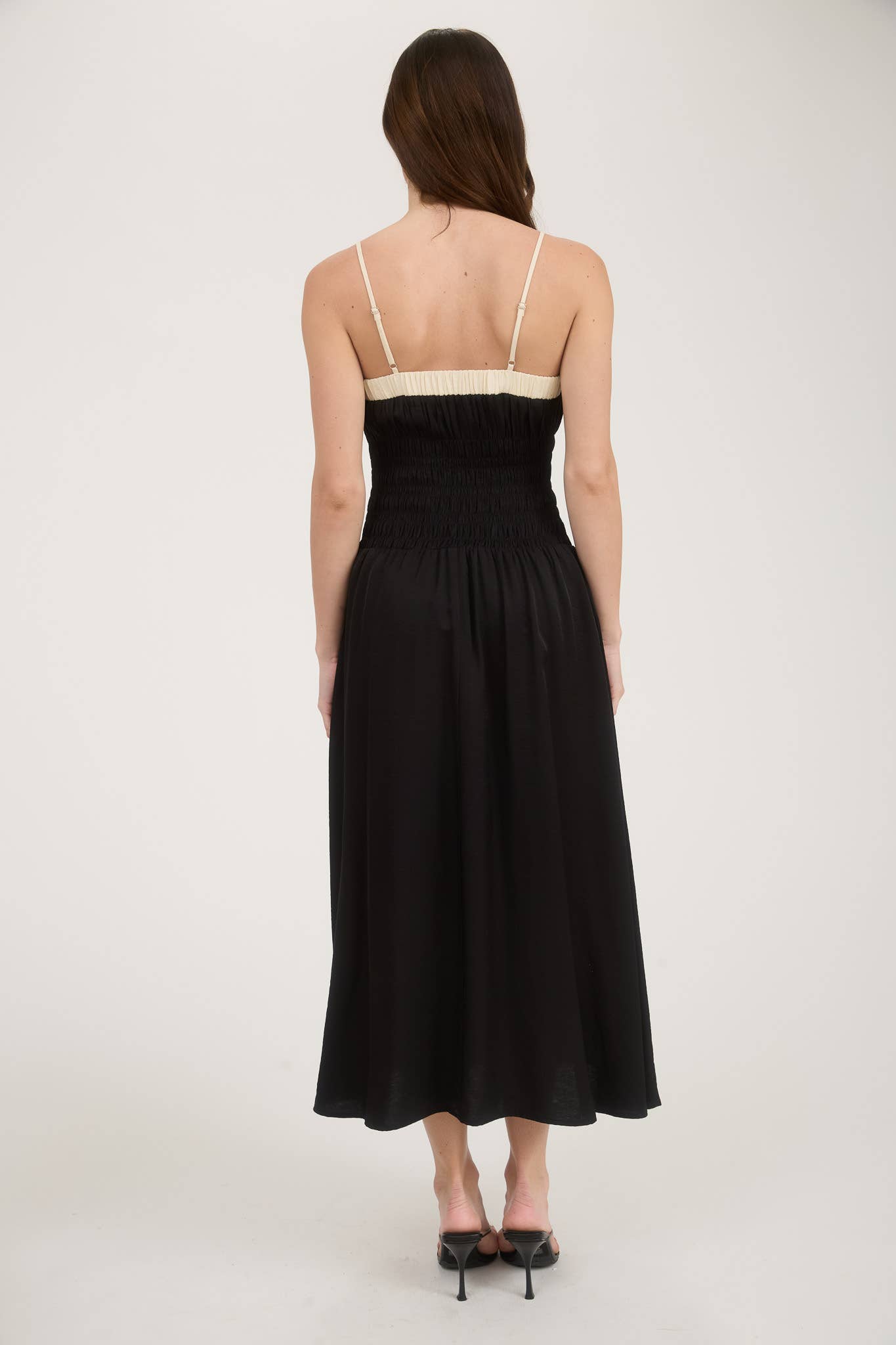 Black Smocked Spaghetti Strap Dress