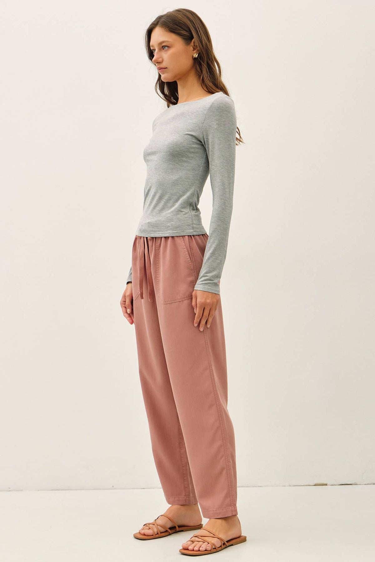 DEEP CHOCOLATE TENCEL TAPERED PANTS
