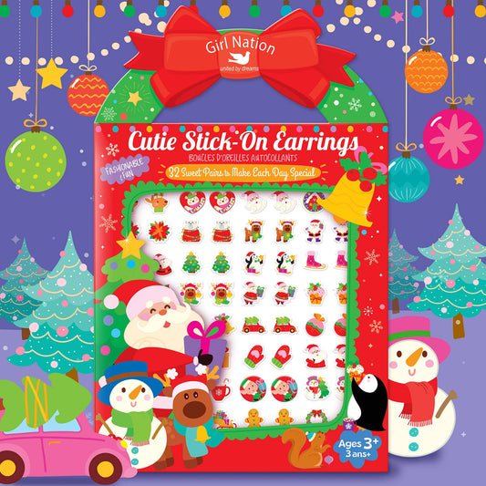 Cutie Stick-On Earrings - Holly Jolly