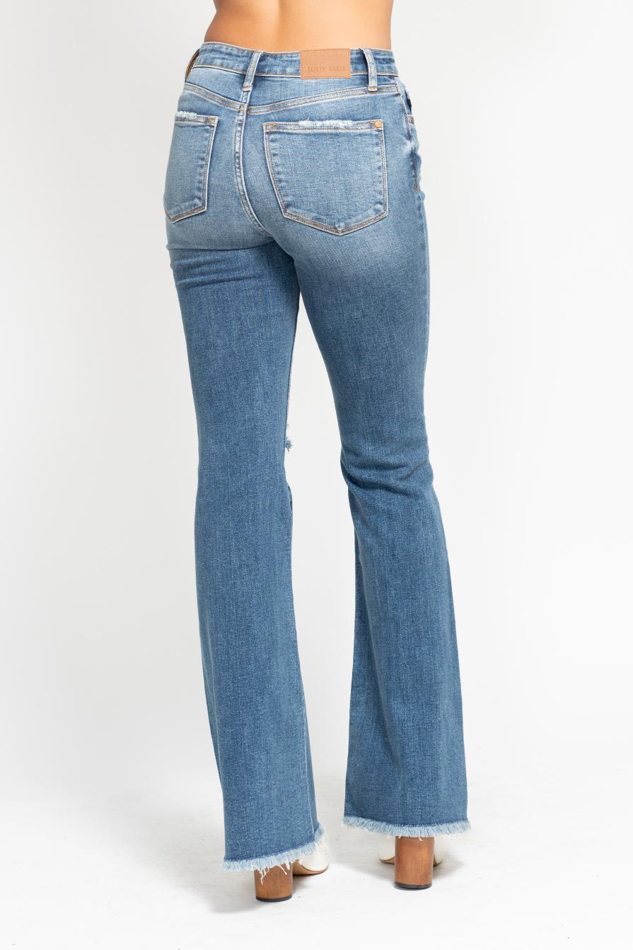 Judy Blue - Mid Rise 5 Button Destroy Flare
