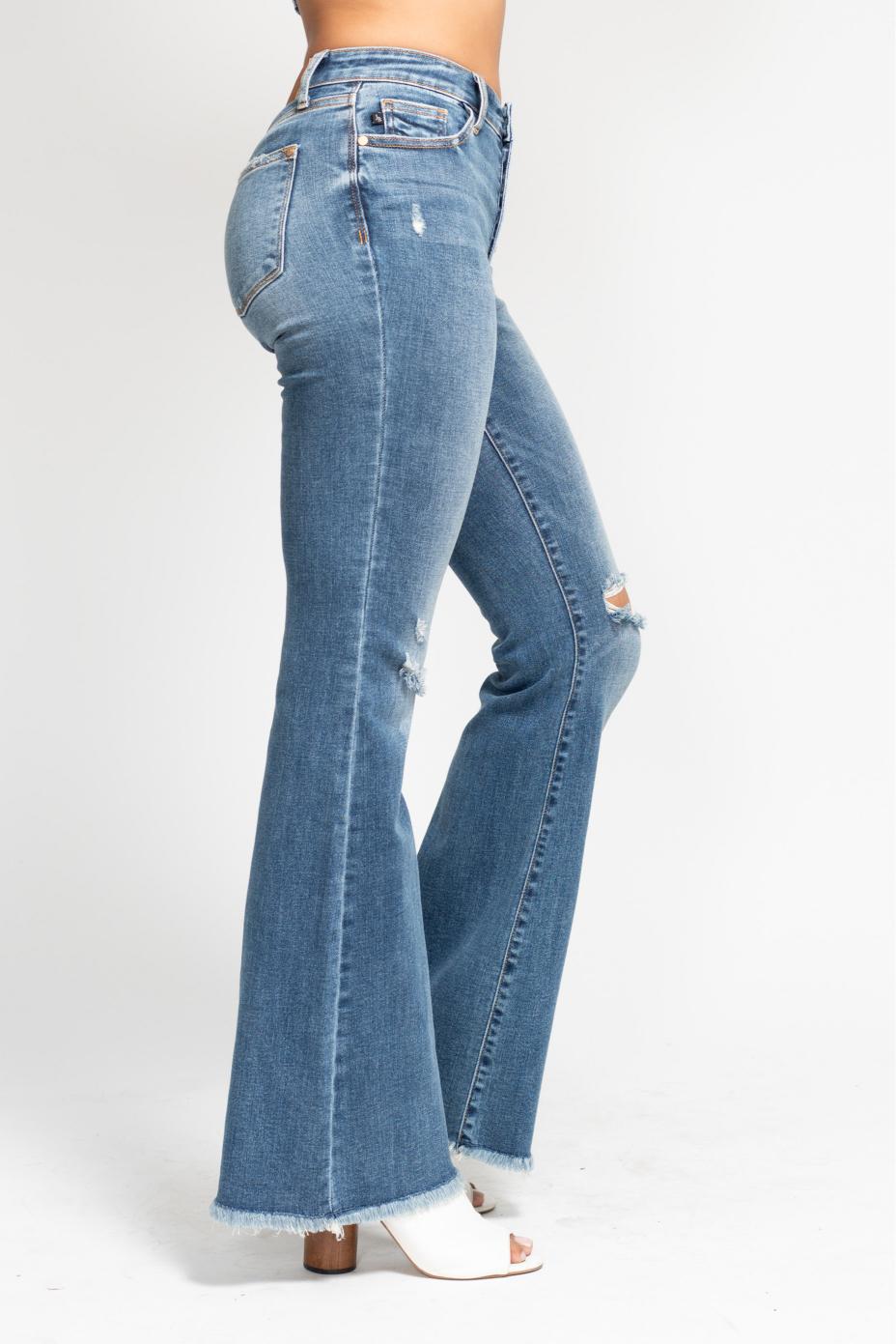 Judy Blue - Mid Rise 5 Button Destroy Flare