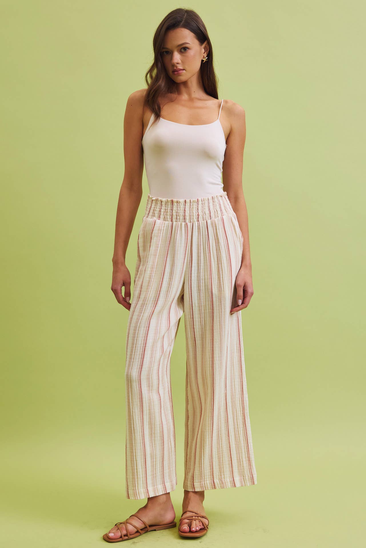 Terracotta Double Gauze Wide Leg Pants