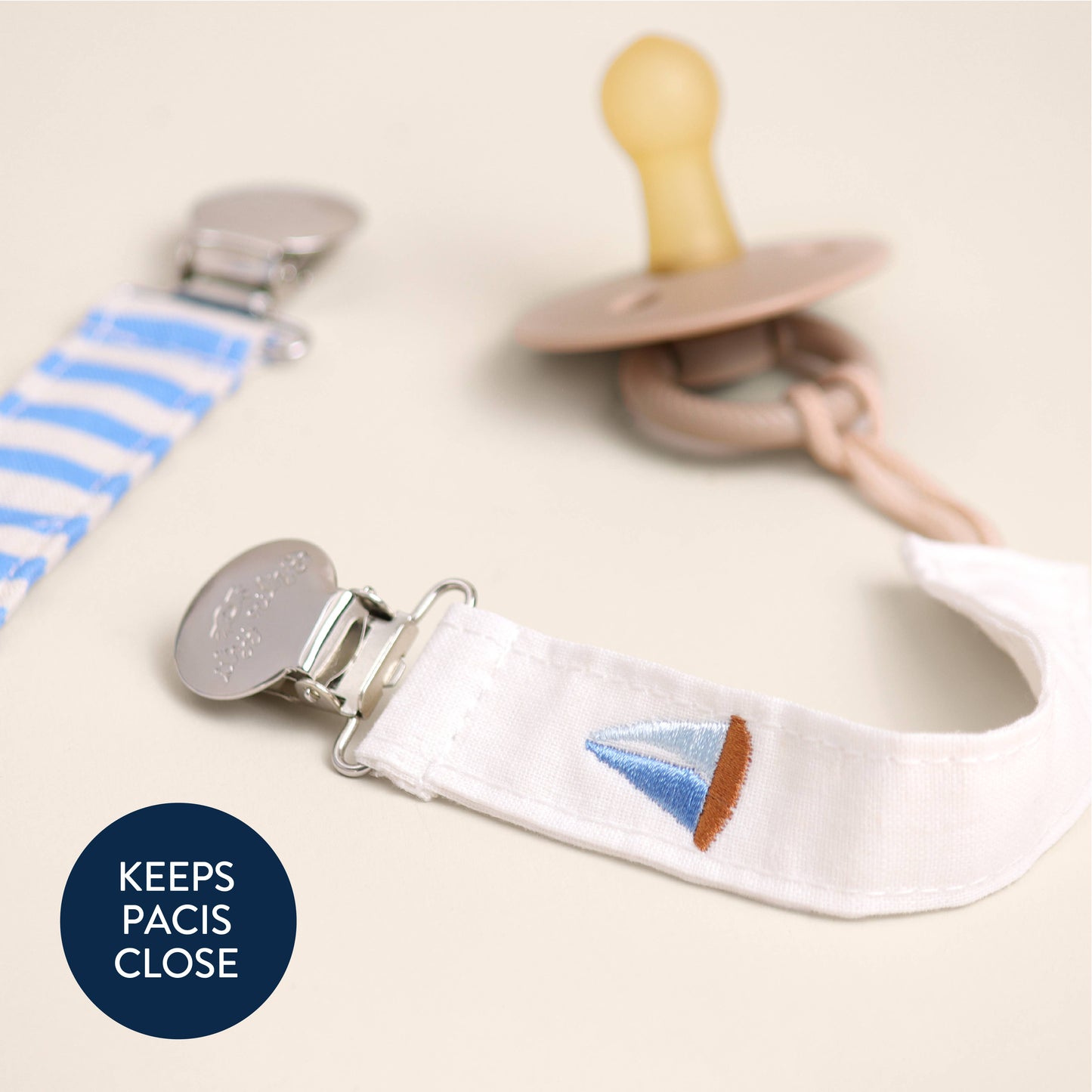 Nautical Itzy Clip™ - Fabric Pacifier Strap