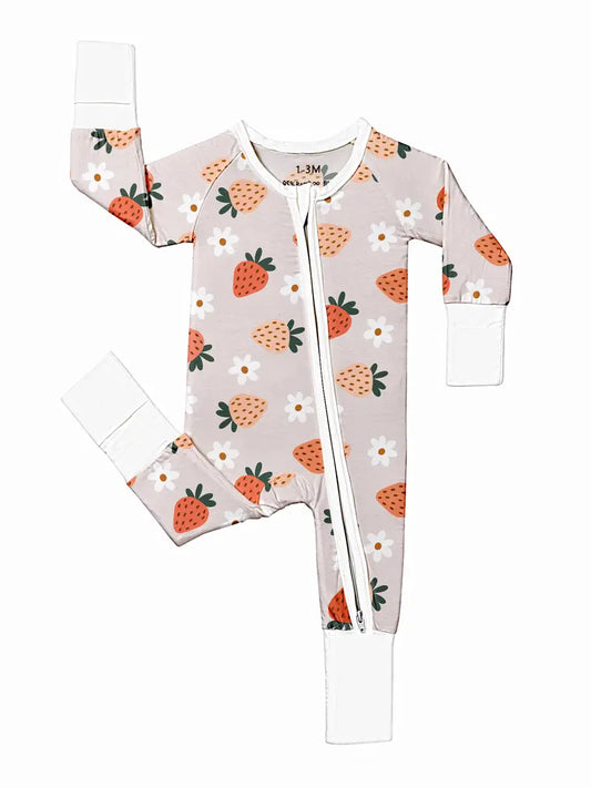 Strawberry Patch Bamboo Baby Zip Up