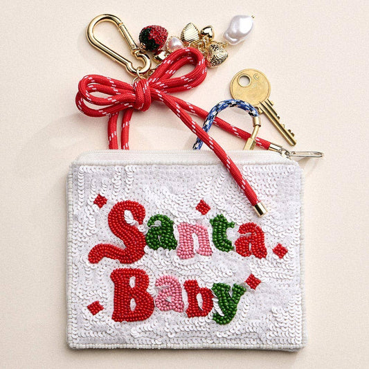 Santa Baby Beaded Mini Pouch Bag