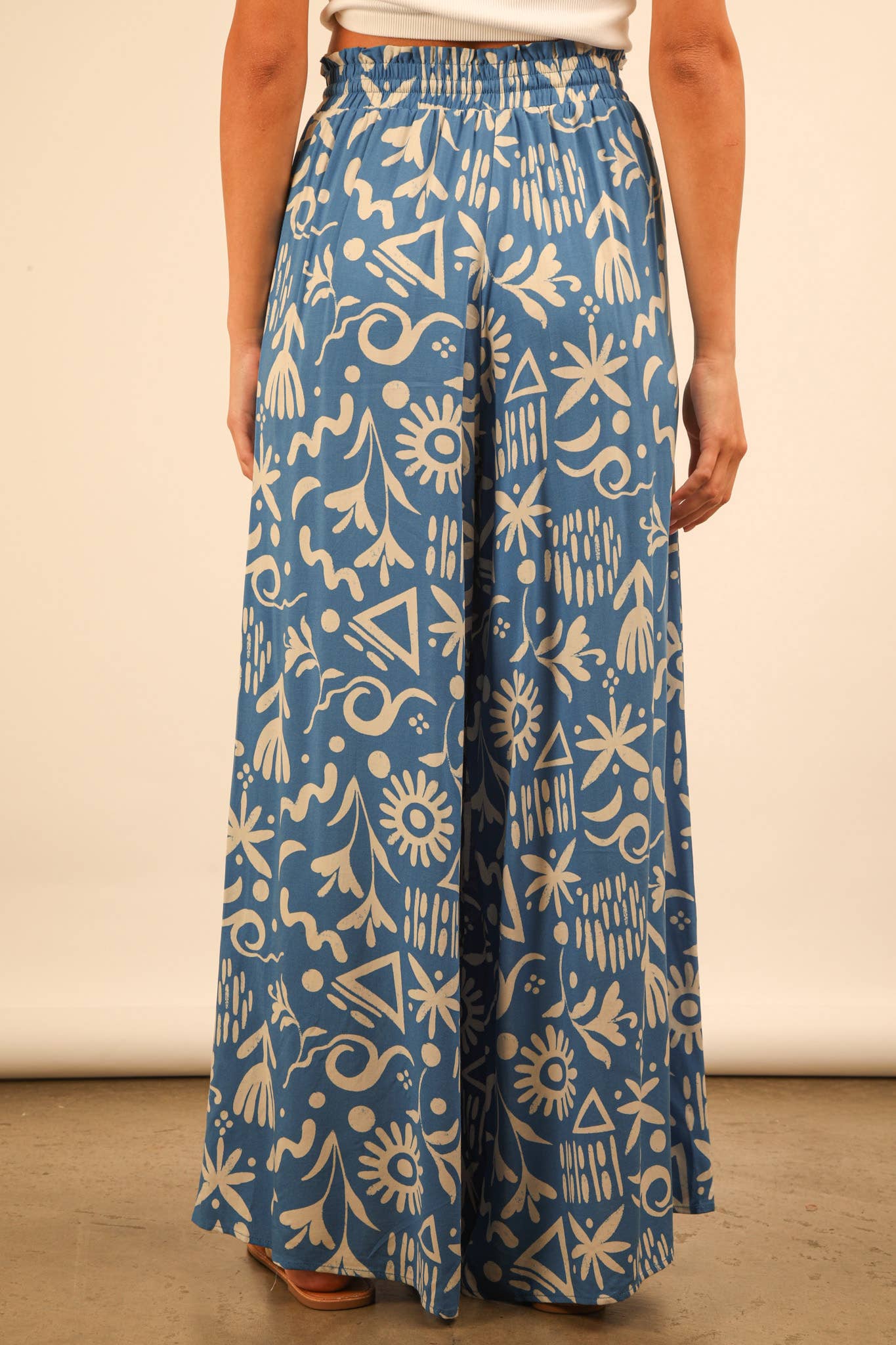 Doodle Print Wide Leg Pants