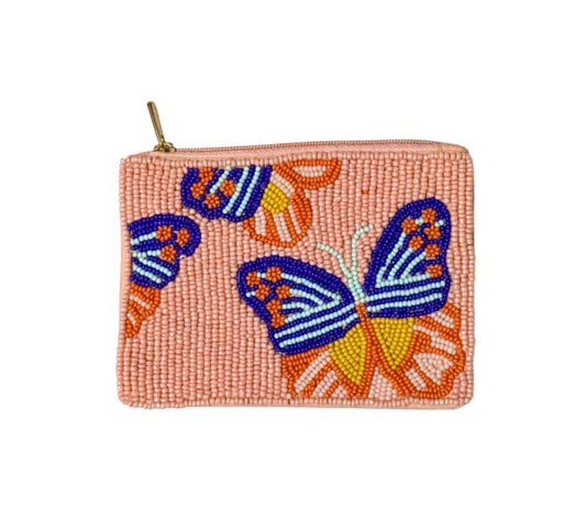 BUTTERFLIES Beaded Coin Purse