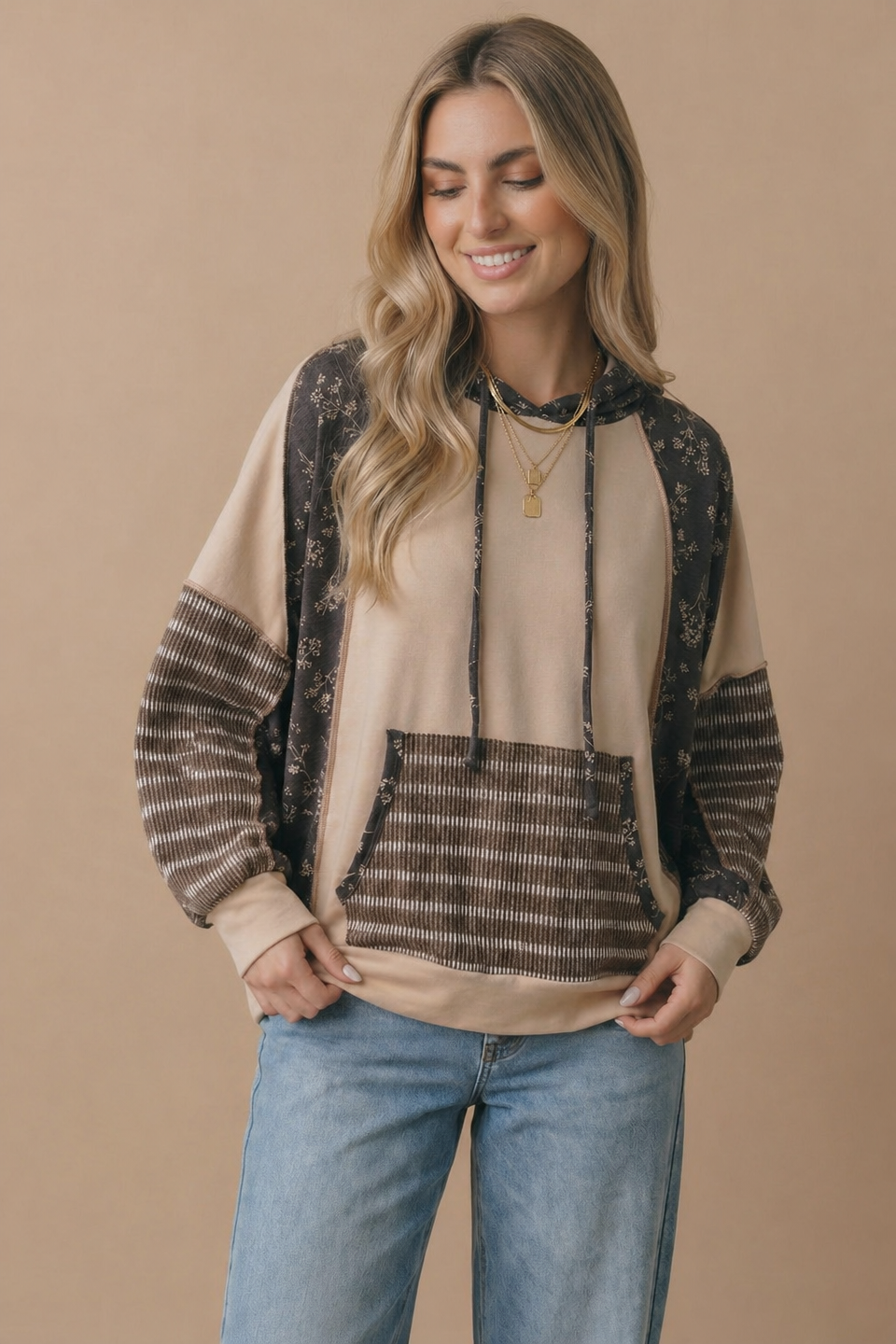 Mocha Oversized Kangaroo Pocket Hoodie