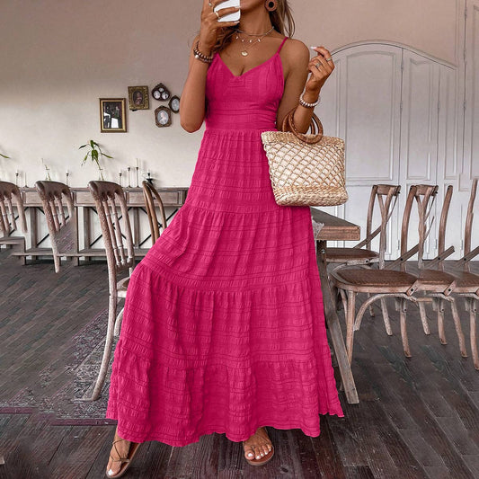 Rose Halter bow lace-up dress