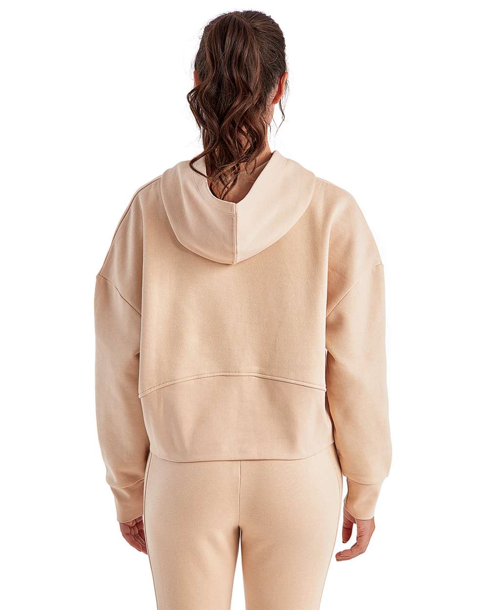 Nude Half-Zip Hooded Oversized Crop