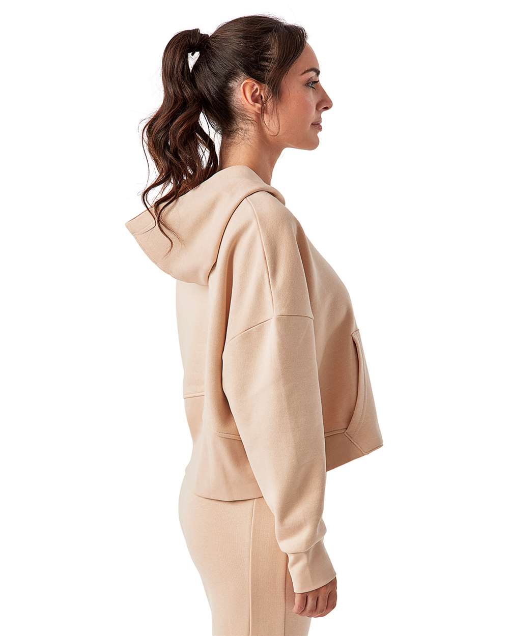 Nude Half-Zip Hooded Oversized Crop