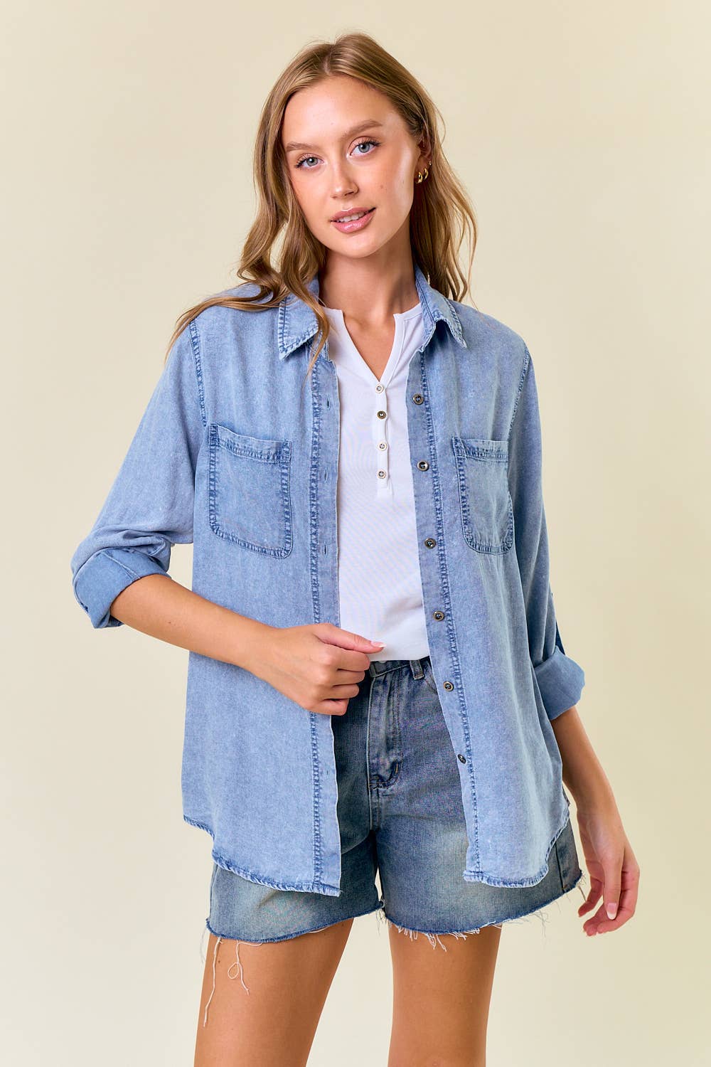 Chambray Shirt W Pockets