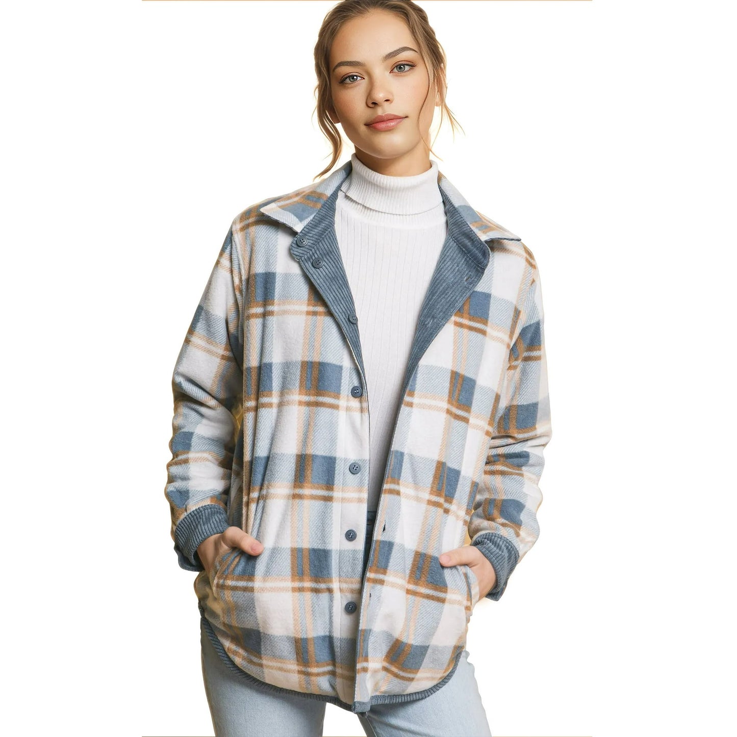 Stormy Blue Don't be Two Faced Reversible Corduroy Jacket