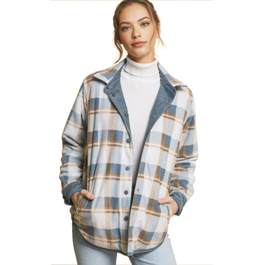Stormy Blue Don't be Two Faced Reversible Corduroy Jacket