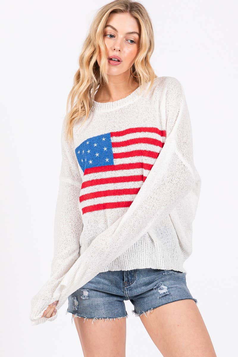 AMERICAN FLAG LIGHT SWEATER