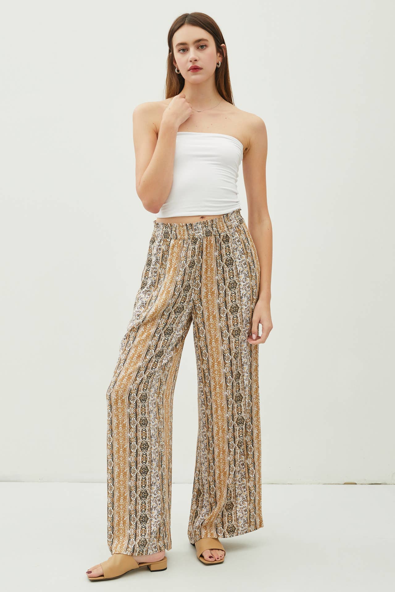 FLOWY BOHEM PRINTED WIDE LEG PANTS