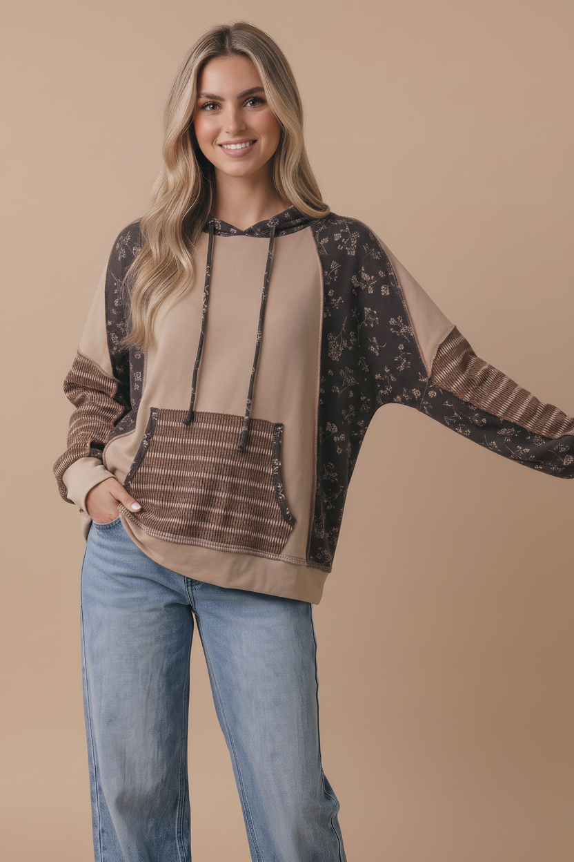 Mocha Oversized Kangaroo Pocket Hoodie