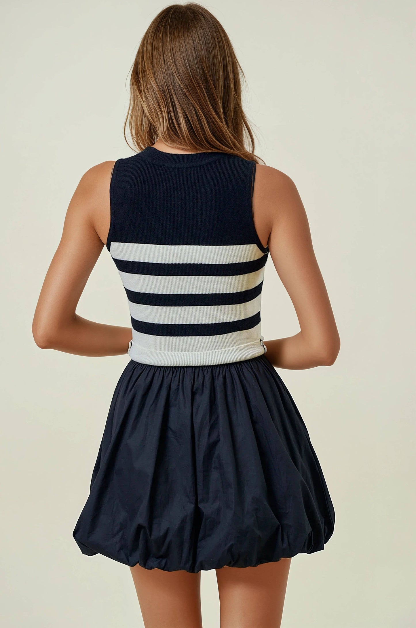 Striped Knit Bubble Hem Mini Dress