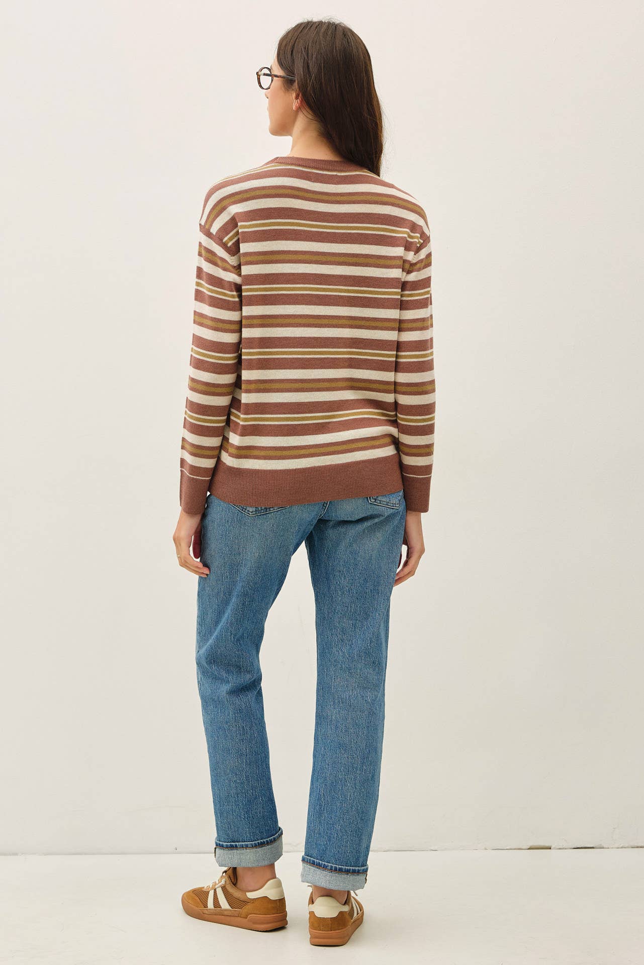 SEPIA LIGHT WEIGHT STRIPED SWEATER