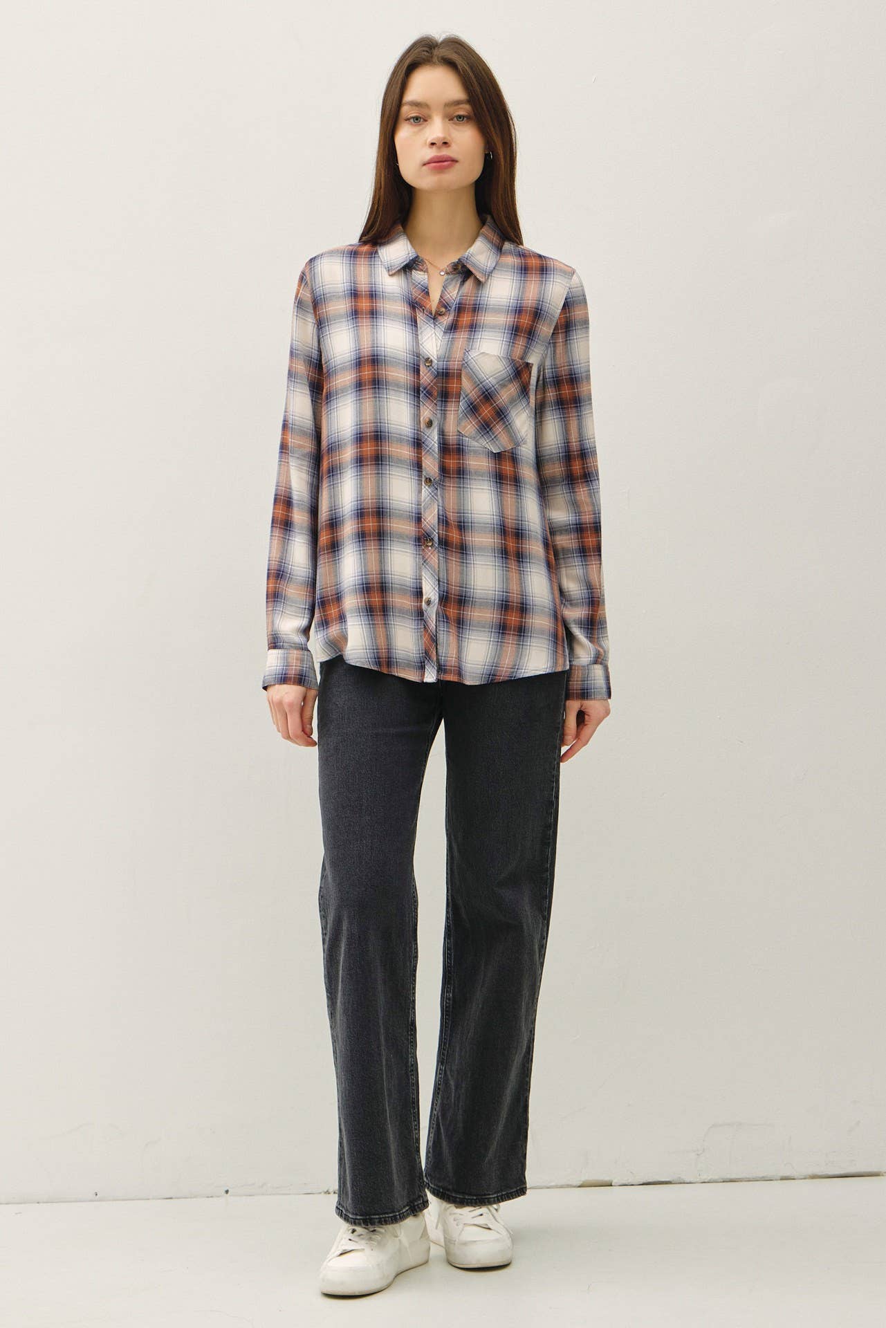 VINTAGE RED PLAID LONG SLEEVE BUTTON UP SHIRT