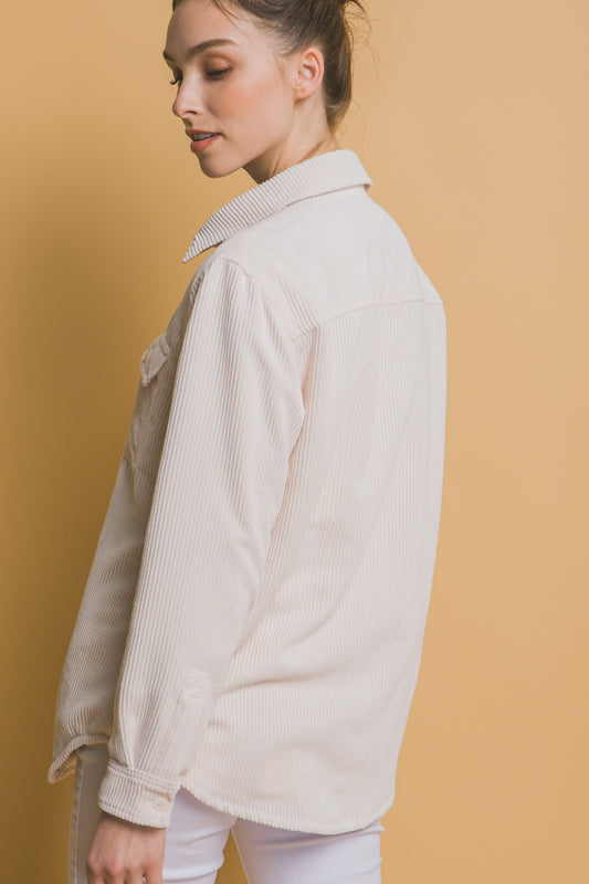 Cream Don't be Two Faced Reversible Corduroy Jacket
