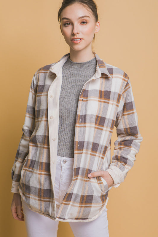 Cream Don't be Two Faced Reversible Corduroy Jacket