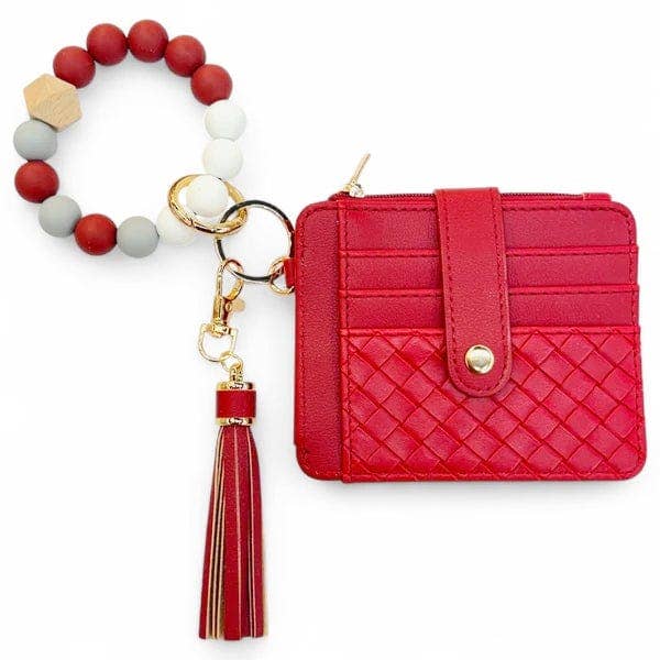 Quilted Beaded Keychain Bracelet Wallet