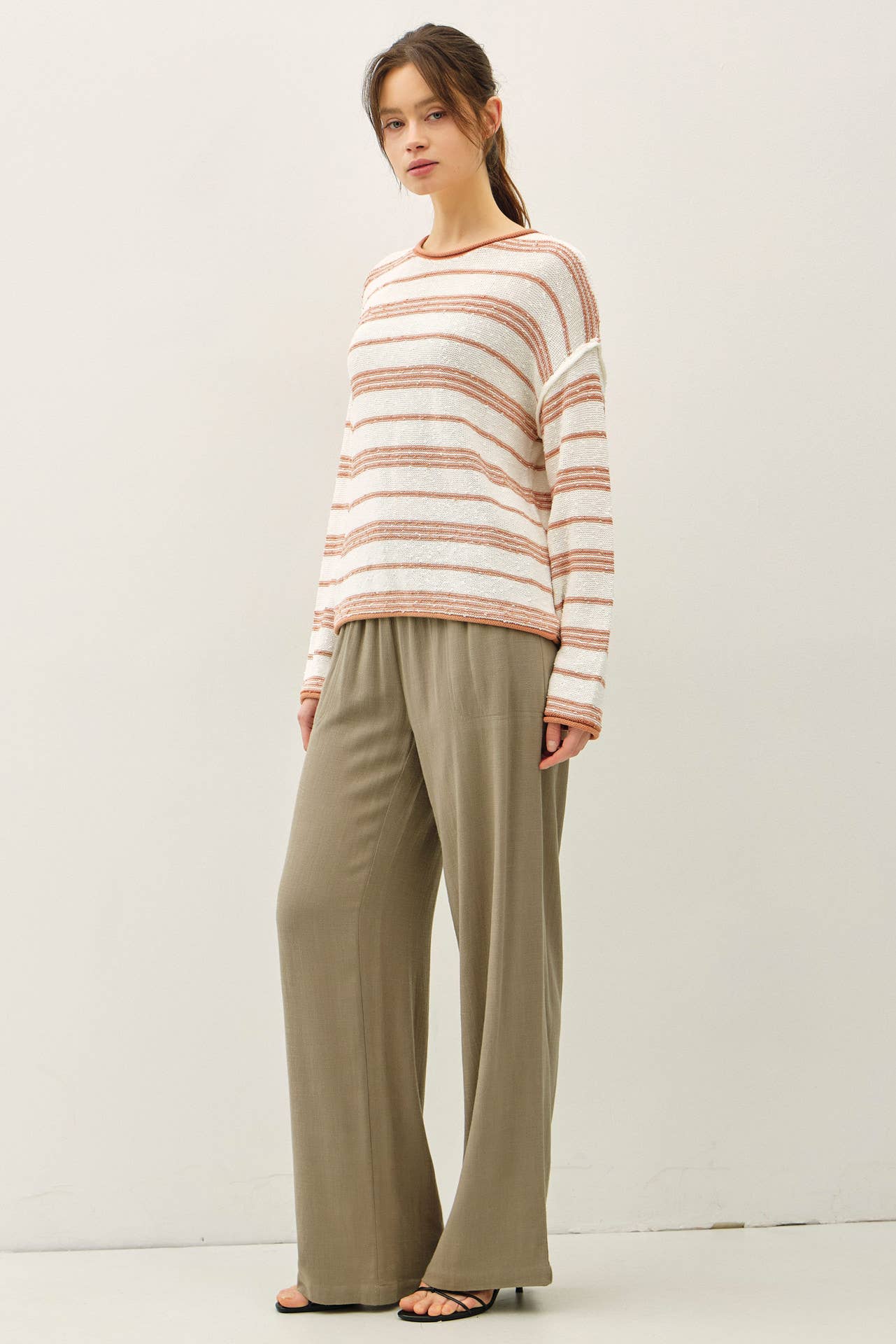 POPPY TEXTURED STRIPE OVERSIZED SWEATER