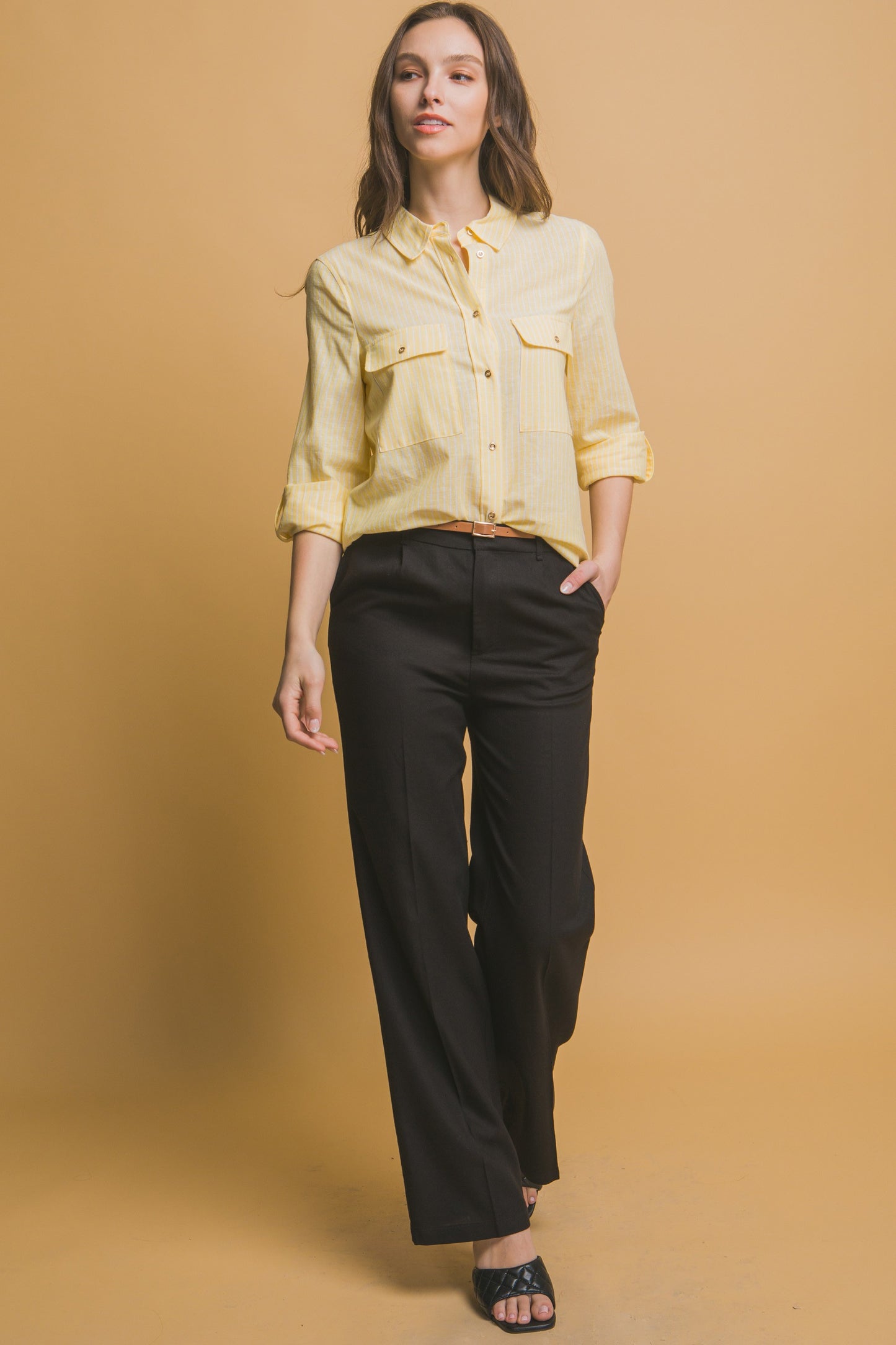 Black Belted Linen Pants