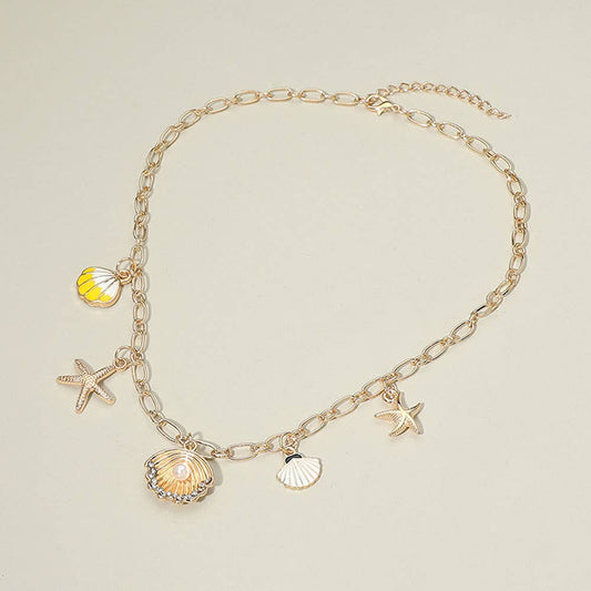 Seashell Starfish Charm Necklace