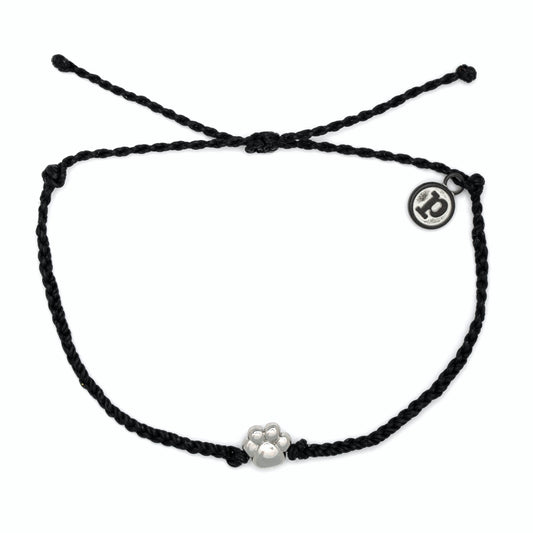 Black Silver Paw Print Bracelet