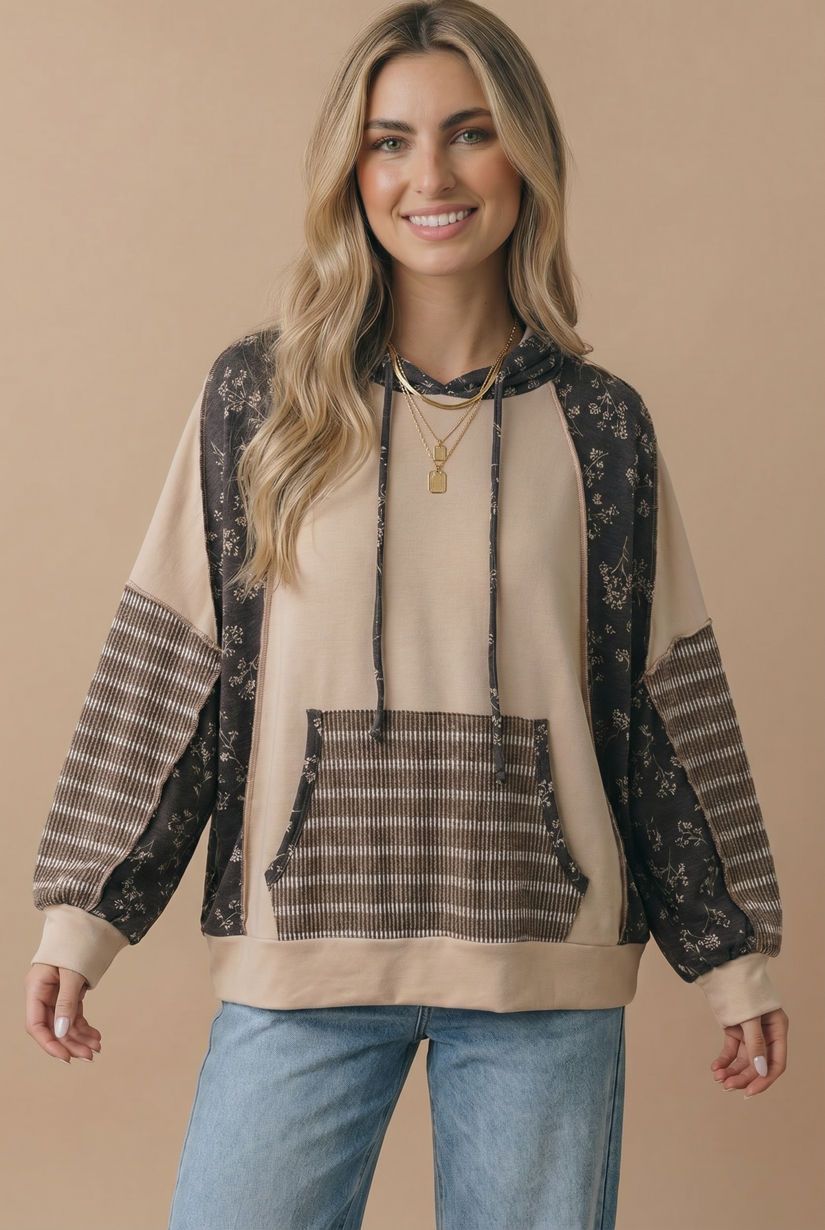 Mocha Oversized Kangaroo Pocket Hoodie