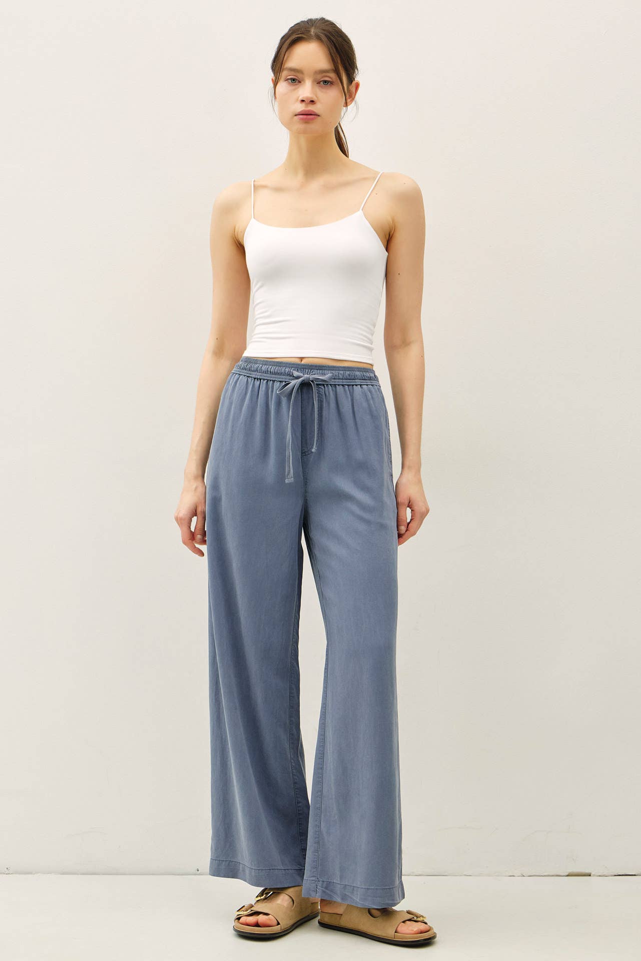 Denim Tencel Wide Leg Pants