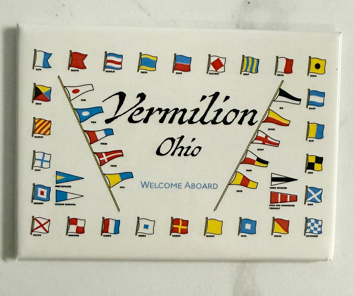 Vermilion Welcome Aboard Code Flags Magnet